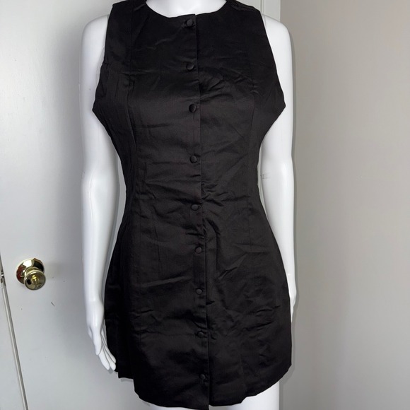 Commense Sleeveless Mini Dress Button‎ Front Fitted Party Cocktail Black Size L - Picture 13 of 17
